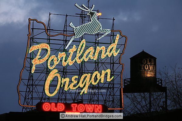 Portland, Oregon Sign, Dusk, 2010