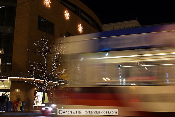MAX Train Streaking By, Dusk, Long Exposure
