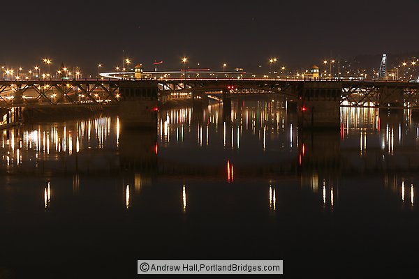 Morrison Bridge, Willamette River Reflections, Dusk