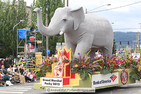 Bank of America Float, depicting Grand Marshal, Packy the Elephant (Portland, Oregon)