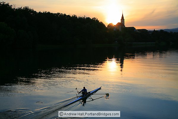 Kayaker, St. Joseph's Church, Sunset, Maribor 