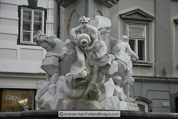 Robba fountain (Fountain of the Three Rivers of Carniola), Ljubljana