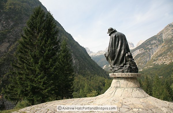 Statue of Julius Kugy (Italian Botanist), overlooking Soca Valley