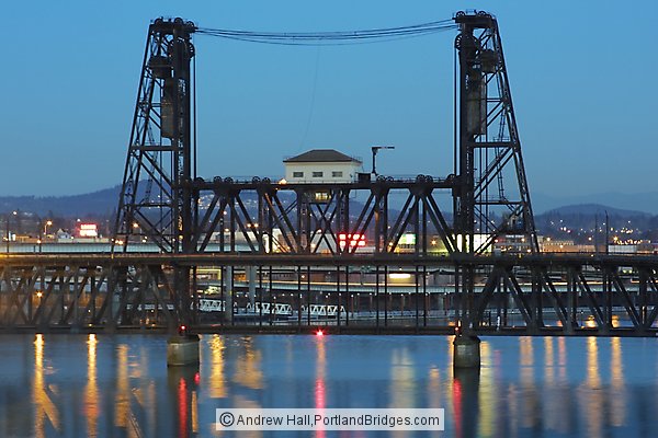 Steel Bridge and Willamette River, Dusk (Portland, Oregon)