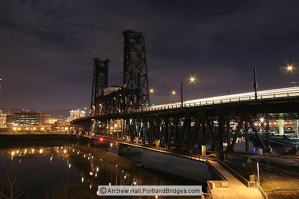 Portland Buildings, Willamette River, Reflections, Dusk