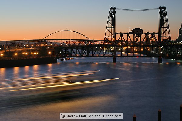 Willamette River, Steel Bridge, Dusk