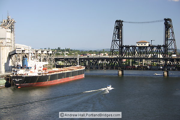 Grain Ship, Willamette River, Steel Bridge (Portland, Oregon)
