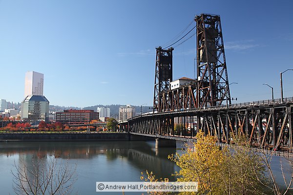 Steel Bridge, US Bancorp Tower, Fall Leaves, Portland