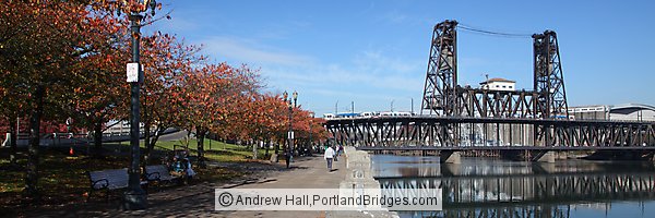 Steel Bridge, Fall Leaves, Panorama (Portland, Oregon)