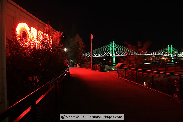 OMSI, Tilikum Crossing Lit Up At Night (Portland, Oregon)