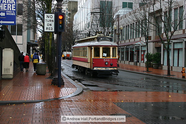 Portland Vintage Trolly, Rainy Street
