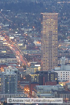 US Bancorp Tower, Burnside Car Lights, Dusk (Portland, Oregon)