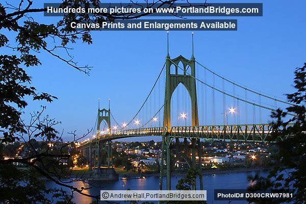 St. Johns Bridge, Dusk, Lighted, 2002 (Portland, Oregon)