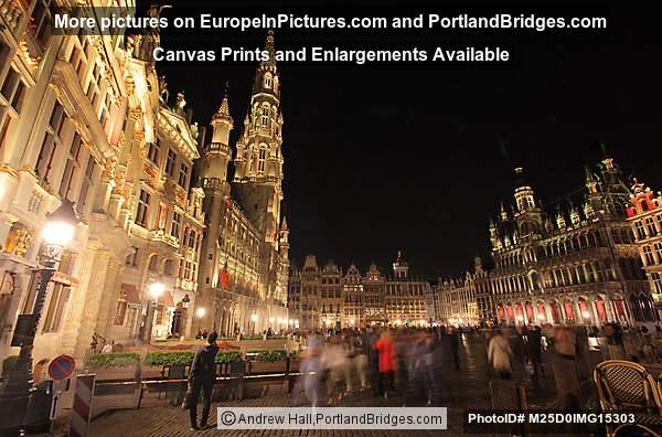 Grand Place, Town Hall at Night, Brussels
