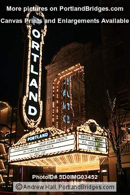 Schnitzer Portland Sign at Night, Broadway, Portland, Oregon