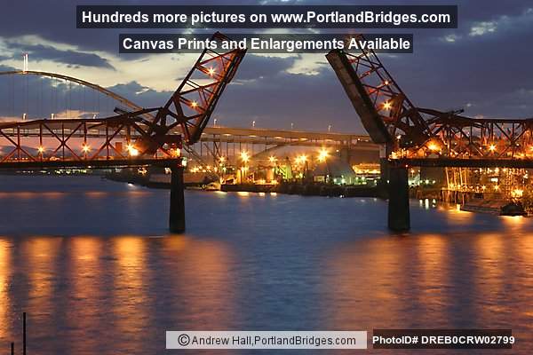 Broadway Bridge, Open, Dusk (Portland, Oregon)
