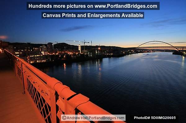 Fremont Bridge, Dusk, from Broadway Bridge (Portland, Oregon)