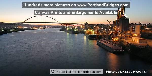 Willamette River, Grain Ships, Fremont Bridge, Dusk (Portland, Oregon)