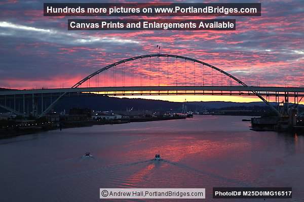 Fremont Bridge, Orange Sky, Dusk (Portland, Oregon)
