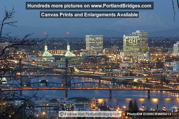 Hawthorne Bridge, Mt. St. Helens, Dusk (Portland, Oregon)