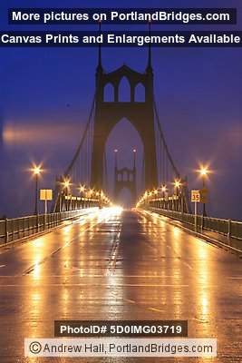 St. Johns Bridge, Dusk, Car Lights (Portland, Oregon)