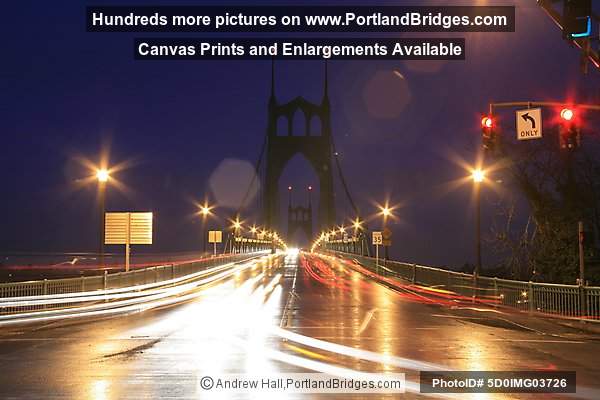 St. Johns Bridge, Dusk, Car Lights (Portland, Oregon)