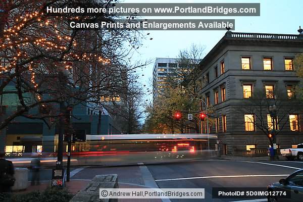 Portland Bus Mall (5th Ave), Dusk
