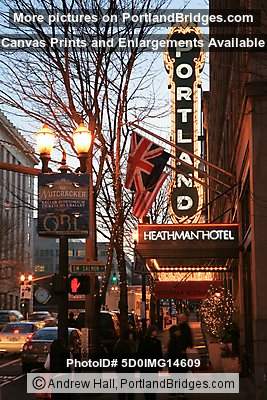 Portland Sign, Heathman Hotel, Broadway, Schnitzer Concert Hall