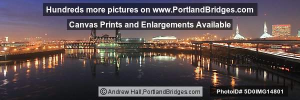 Portland WaterfrPortland Waterfront, Dusk, Reflections, Steel Bridge, Oregon Convention Centeront, Dusk, Reflections, Steel Bridge