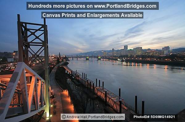 Portland Waterfront from Burnside Bridge, Dusk