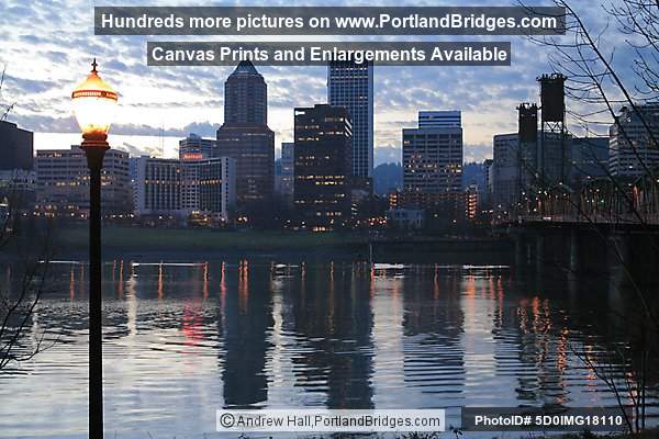 Portland Cityscape, Reflections, Dusk