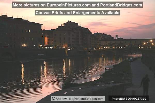 Arno River at dusk, Florence, Tuscany, Italy