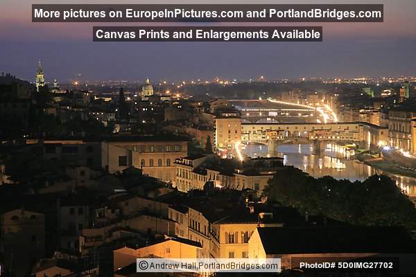 Ponte Vecchio and Arno River, Dusk, Florence, Italy