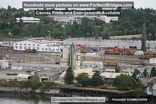 Union Pacific Railroad Depot and Kaiser Permanete Hospital from Fremont Bridge (Portland, Oregon)
