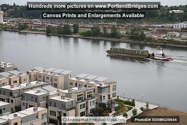 Riverscape Condos, Willamette River Tugboat, from Fremont Bridge (Portland, Oregon)