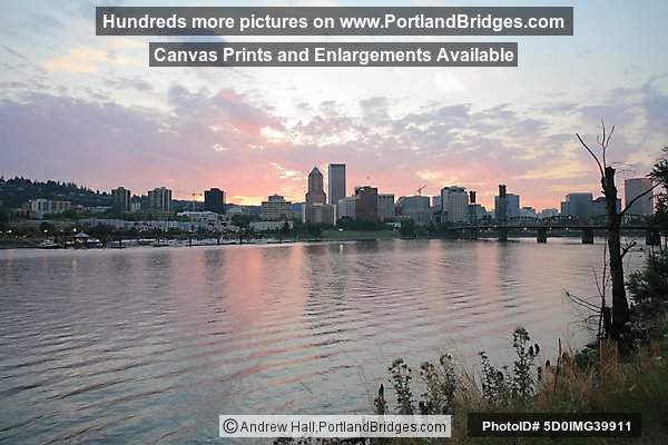 Portland Skyline, Orange Sky, Dusk