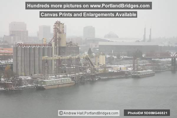 Tugs on Willamette River, Snow (Portland, Oregon)