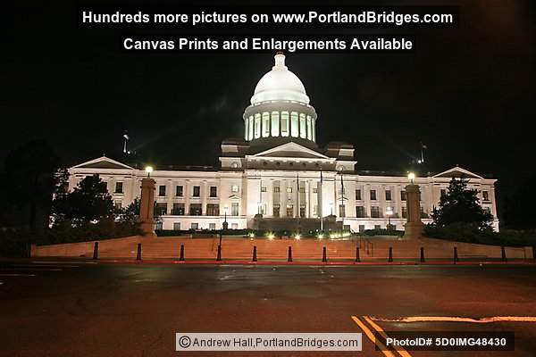 Arkansas State Capitol Building at night, Little Rock