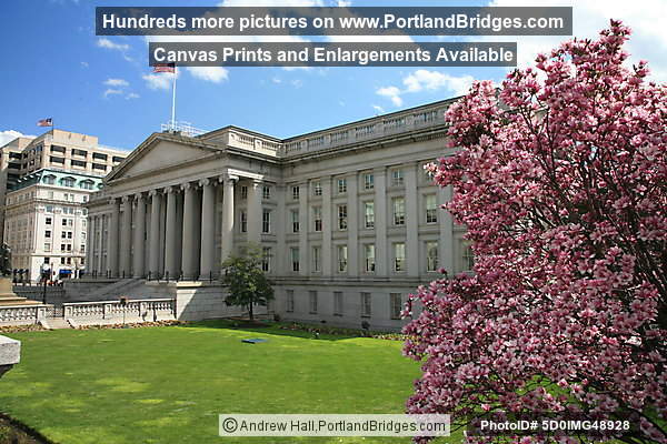 US Treasury Building, Spring Blossoms, Washington, DC