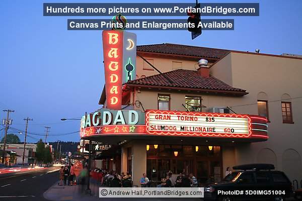 Bagdad Theater, Hawthorne Boulevard, Dusk (Portland, Oregon)