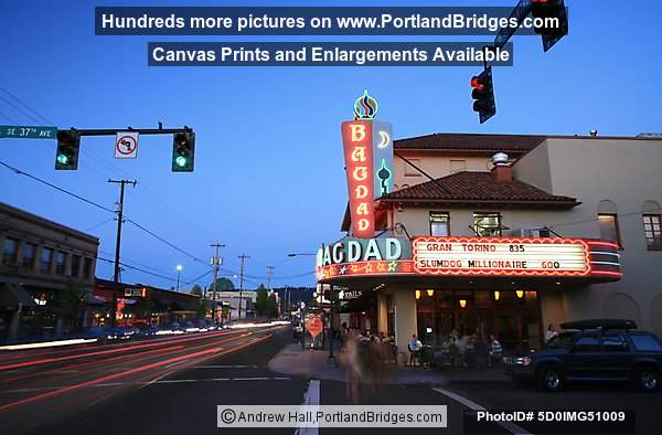 Bagdad Theater, Hawthorne Boulevard, Dusk (Portland, Oregon)