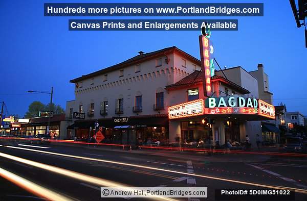 Bagdad Theater, Hawthorne Boulevard, Dusk (Portland, Oregon)