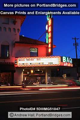 Bagdad Theater, Hawthorne Boulevard, Dusk (Portland, Oregon)