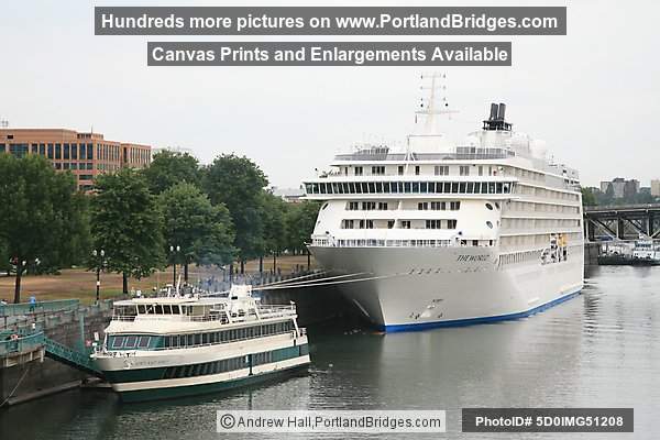 The World Cruise Ship, Docked, with Portland Spirit, Portland, Oregon, June 2009