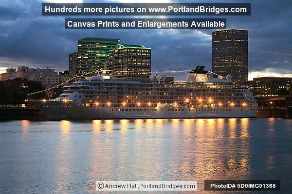 The World Cruise Ship, Docked, Willamette River, Night, Portland, Oregon, June 2009