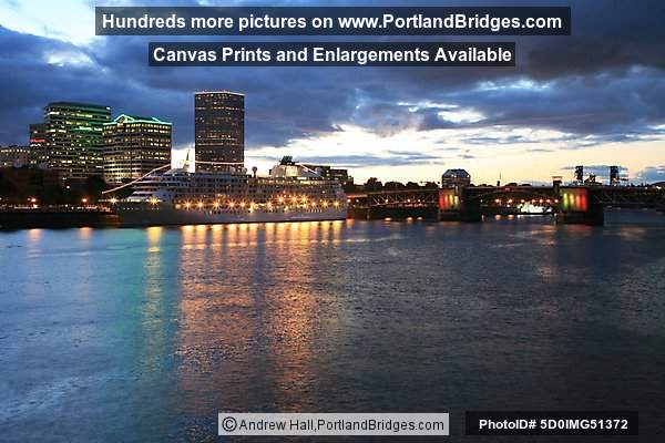 The World Cruise Ship, Docked, Morrison Bridge, Willamette River, Night, Portland, Oregon, June 2009
