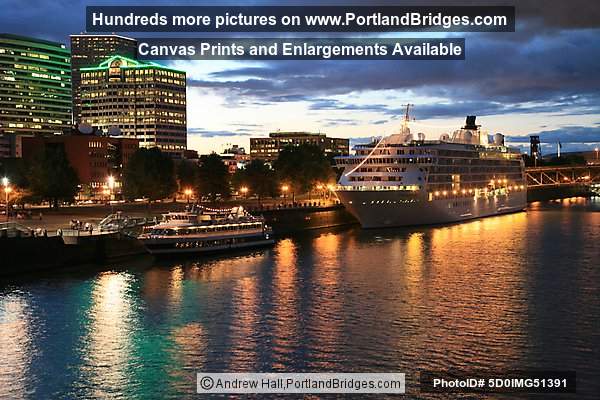 The World Cruise Ship, Docked, Willamette River, Night, Portland, Oregon, June 2009
