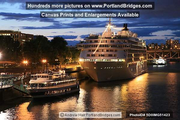 The World Cruise Ship, Docked, Willamette River, Night, Portland, Oregon, June 2009