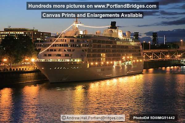 The World Cruise Ship, Docked, Willamette River, Night, Portland, Oregon, June 2009