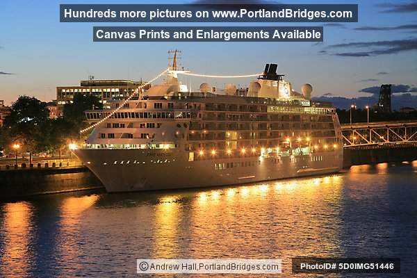 The World Cruise Ship, Docked, Willamette River, Night, Portland, Oregon, June 2009